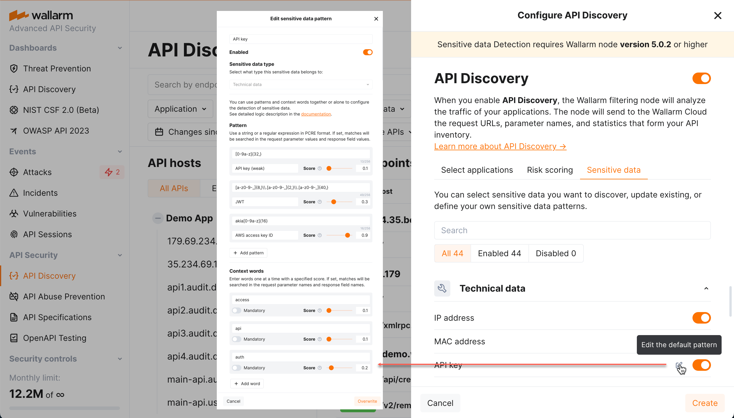 API Discovery – Settings - Sensitive data