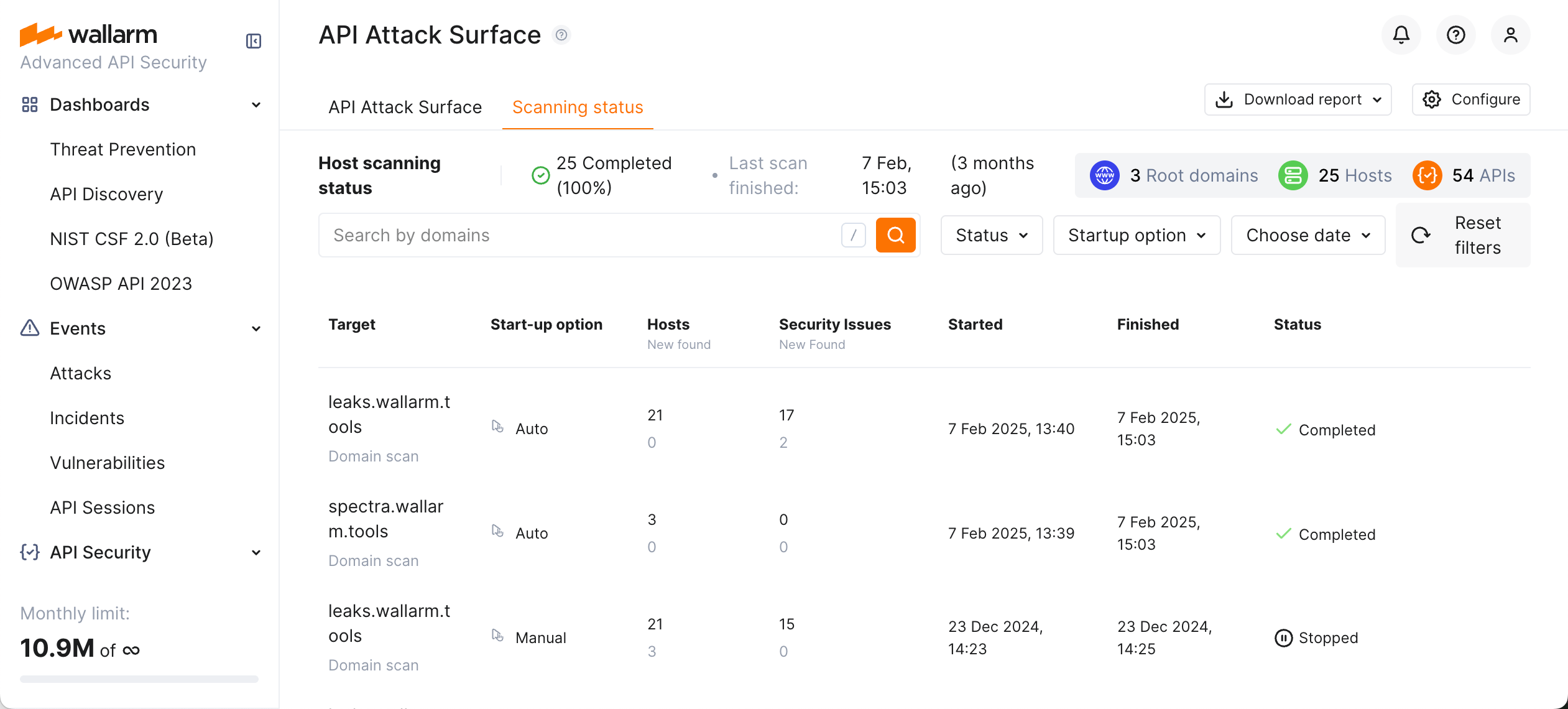AASM - detailed scanning status