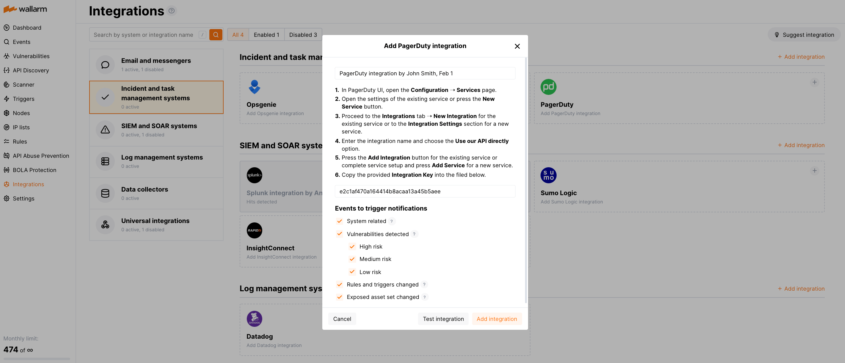 PagerDuty integration