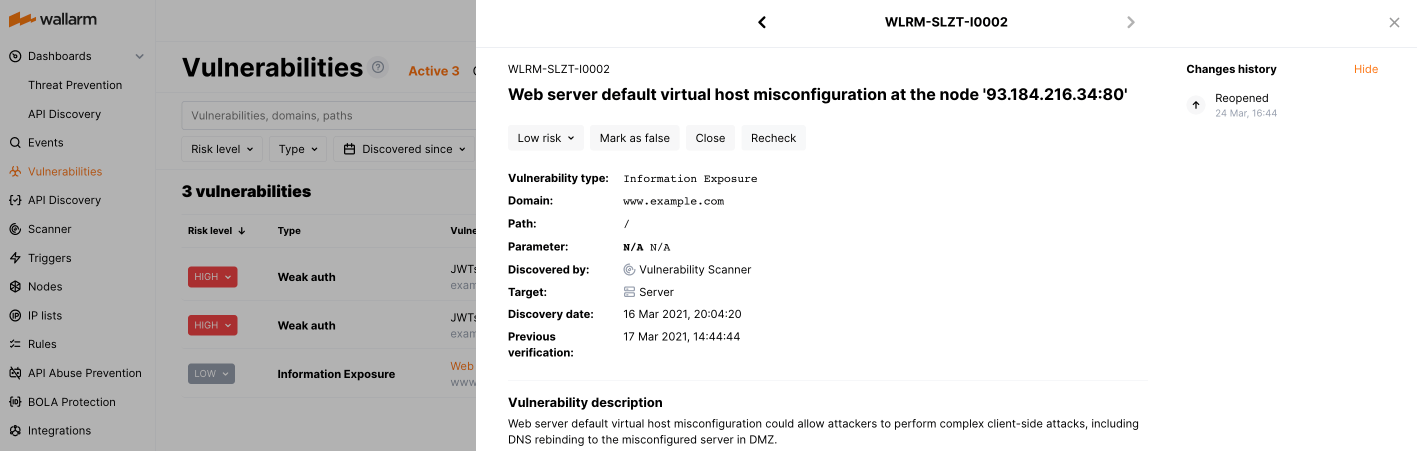Vulnerability detailed information